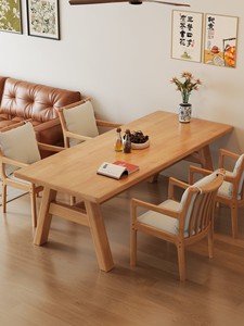 solid wood <b>large</b>-panel <b>desk</b> study table modern and simple home-use simple learning <b>desk</b> writing <b>desk</b> dining table and chair - Product Image 4