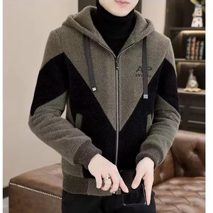 Nouveau modèle 2025, best-seller : Cardigan en maille pour homme avec logo personnalisé OEM, poche, cordon de serrage, blocs de couleur et fermeture éclair - Product Image 4