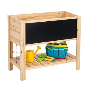 Children Wooden Garden Bed With Chalkboard Storage <b>Shelf</b> <b>Pine</b> Planting Box For Kids Outdoor Gardening Set - Product Image 5