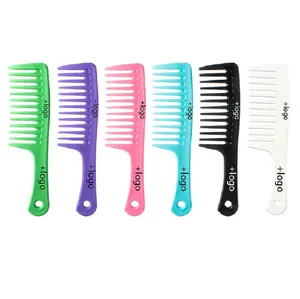 Hair Comb 11 Colors Wholesale Custom LOGO Detangling Shower Hair Comb Heat-Resistant Large Plastic Hair Wide Tooth Hair Comb Wig Comb