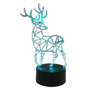 Kinder zimmer dekor optische neuheit illusion nacht deer licht 3d led lampe hologramm lampara