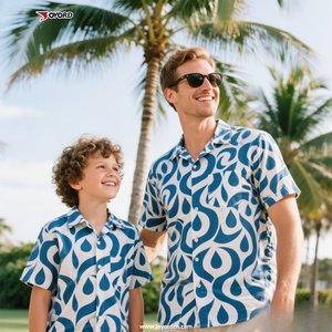 カスタムパターンデザインカジュアルボタンアップハワイアンシャツレーヨンボウリングボタンダウンメンズ因果シャツ - Product Image 2