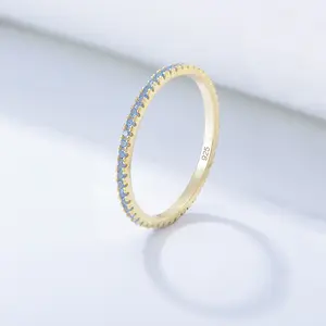 Anéis de prata esterlina 925, joias da moda 18k, prata banhada a ouro 925, anéis de casamento, arco-íris, diamantes, joias para meninas e mulheres