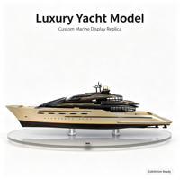 Modèle de yacht de luxe personnalisé avec coque dorée et superstructure noire