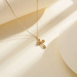 Mạ Chữ Thập Vòng Cổ Knot Chữ Thập Vòng Cổ Trang Sức Vàng 925 Sterling Silver Bạc Với Cubic Zirconia Cho Phụ Nữ Rắn <span class=keywords><strong>14K</strong></span> Hợp Thời Trang Chuỗi - Product Image 5