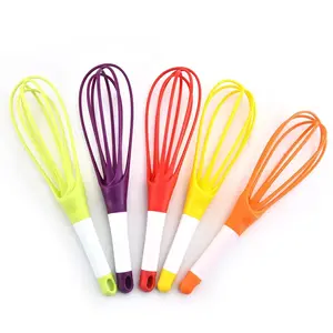 High Quality Fast Dispatch Collapsible Twist rotary Whisk Egg Beater Silicone Rotating Silicone egg Whisks for Cooking