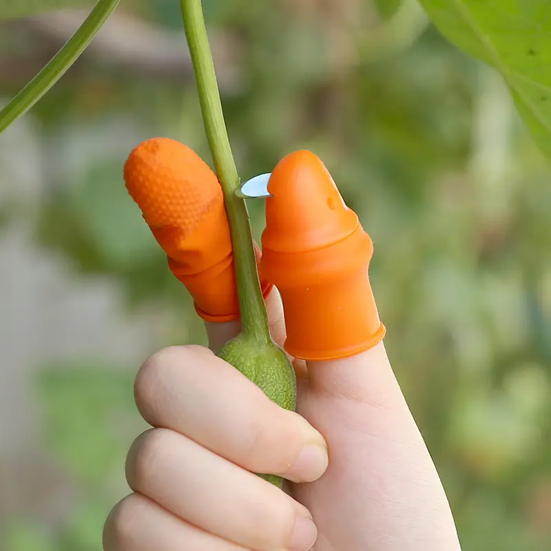 Agricultural Vegetable Picking Cutter Garden Trimming Tools Harvesting Silicone Thumb Knife Set With Anti-Cut Finger Cover