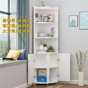Gabinete esquinero Dream, gabinete de almacenamiento triangular minimalista moderno con 2 compartimentos para sala de estar, dormitorio, color blanco - Product Image 4