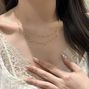 Collar de Plata de Ley S925 con Doble Capa de Mariposas con Incrustaciones de Diamantes, Simple, Versátil, de Lujo de Alta Gama - Product Image 5