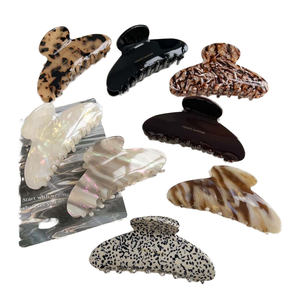 Pinces à cheveux coréennes en acétate pour femmes, motifs marbre, léopard, requin, accessoires de mode antidérapants - Product Image 1