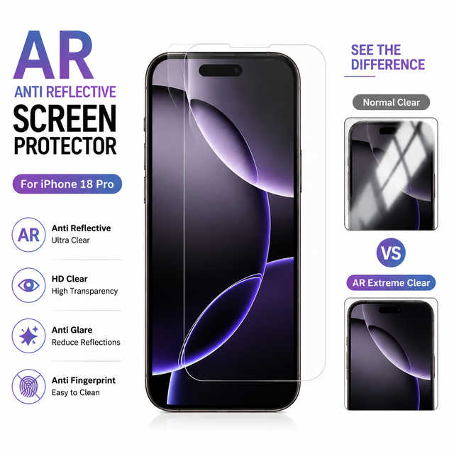 AR Screen Protector for iPhone 18 Pro Factory Custom HD Clear PET Protective Film Anti Reflective Anti Glare OEM Manufacturer