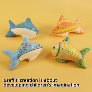 Muñeca de juguete pintada DIY, modelo de látex hecho a mano con diseño de grafiti, decoración de <span class=keywords><strong>peces</strong></span> y <span class=keywords><strong>dibujo</strong></span> de animales para bebés, juguetes para niños - Product Image 2