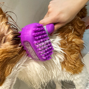 Cepillo de baño para mascotas, herramienta de aseo para perros con masaje de silicona para limpieza y baño de mascotas - Product Image 1