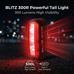Feux arrière de vélo 300 lumens, lumière LED de vélo de haute qualité, rechargeable par type-C, feu arrière rouge - Product Image 2