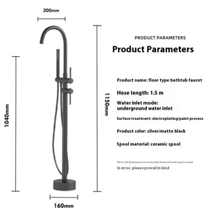 Robinet vertical en laiton à grand débit pour salle <span class=keywords><strong>de</strong></span> bain <span class=keywords><strong>douche</strong></span> chaude et froide baignoire jet <span class=keywords><strong>de</strong></span> sol <span class=keywords><strong>colonne</strong></span> latérale rotative douce pour usage domestique - Product Image 4
