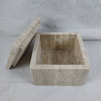 HZX boîte en travertin en marbre plateau présentoir à bijoux porte-gâteau boîte de rangement pour la maison porte-organisateur en pierre naturelle cadeau cosmétique