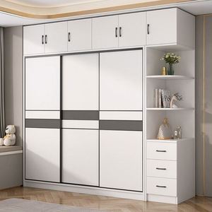 Armoire moderne à portes coulissantes Meubles de chambre à coucher portables avec portes en panneaux de particules pour la maison, le salon ou le bureau - Product Image 6