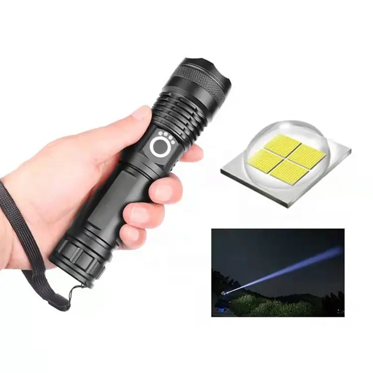 Waterproof 20W XHP50 26650 Battery Powered 2000 lumens Flashlight Torches Rechargeable Led Tactical Flashlight For outdoor
