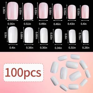 100 <span class=keywords><strong>Uñas</strong></span> Postizas Acrílicas Color Rosa Claro, Diseño Cuadrado Corto y Mediano, Reutilizables, Cobertura Completa para Dedos <span class=keywords><strong>de</strong></span> Mujeres y <span class=keywords><strong>Niñas</strong></span> - Product Image 6