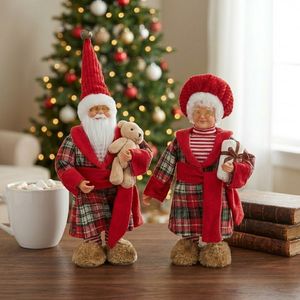 Hot Sale 12-Inch Luxury Christmas Decorations Standing Santa Claus Doll with Gift <b>for</b> Window Display - Product Image 3