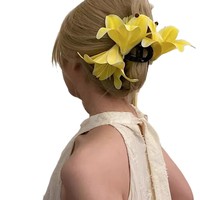 Pince à Cheveux Élégante en Plastique, Nouveau Design, Fleur de Lys Artificielle, pour Filles, Vente en Gros Printemps-Été