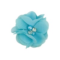 Fleurs de cheveux en tissu mousseline faites à la main, style doux avec perles à sequins au centre, vente en gros