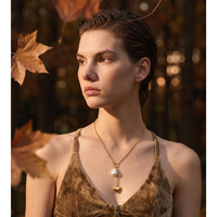 Collier en perles baroques simulées exquises JINYOU 8554, collier avec pendentif en forme de cœur plaqué or en acier inoxydable
