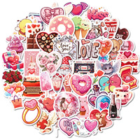 50 autocollants adhésifs imperméables pour la Saint-Valentin, cadeau pour couple, emballage de bouquet, carte de vœux, coque de téléphone