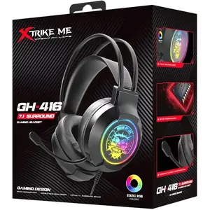 Casque de jeu stéréo Xtrike Me GH-416 avec haut-parleurs de 40 mm, son surround RGB, casque de jeu avec microphone - Product Image 1
