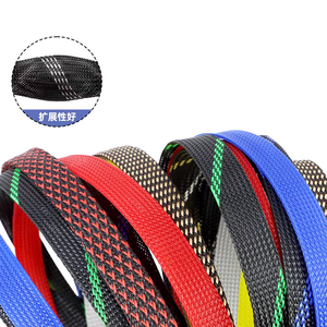 Bright Colored Braided Polyester PET Mesh Sleeve <strong>Spiral</strong> Wrapping Audio <strong>Electrical</strong> Wires Protector Inside Diameter 10mm-30mm - Product Image 1