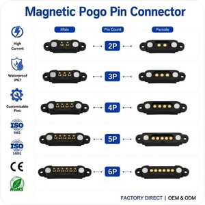 Connettore Magnetico a Molla Pogo Pin Maschio-Femmina per Assemblaggio Cavo di Ricarica e Connessione Dati 2 3 4 5 6P - Product Image 1