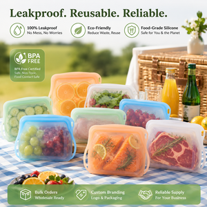 Bolsa de Silicona para Congelador con Diseño Personalizado a Prueba de Fugas, Bolsa de Almacenamiento de Alimentos de Silicona Reutilizable Multifuncional - Product Image 1