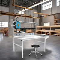 Banc de travail industriel Bodur W1800mm pour emballage intensif, table en acier laminé à froid avec plateau MDF, pieds réglables, personnalisable