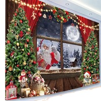 Tapisserie murale en polyester pour Noël, arbre de Noël, Père Noël, bonhomme de neige, décoration murale, impression HD, résistante à la décoloration, OEM ODM