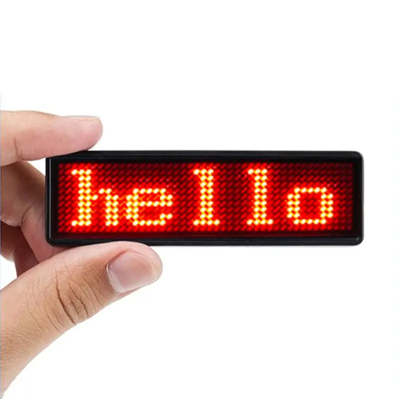 شاشة عرض LED صغيرة قابلة للبرمجة بألوان متعددة وشحن USB وتدوير وعلامات أسماء مخصصة