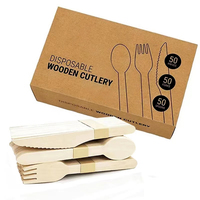 Ensemble de couverts en bois biodégradable compostable écologique en gros, impression de Noël, cuillère, fourchette, couteau jetables pour la fête, nourriture