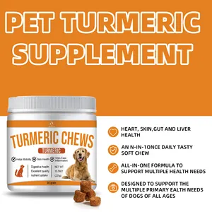 OEM ODM Factory Custom Private Label Turmeric Chews Wholesale For Dogs Skin And Coat Supplement Pet Health Care Chews Food