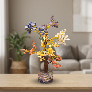 NOBLESTONE GEMS Figurine d'arbre en pierres précieuses, ornements de guérison sculptés en cristal, enveloppés de fil, décoration de bureau Feng Shui - Product Image 5