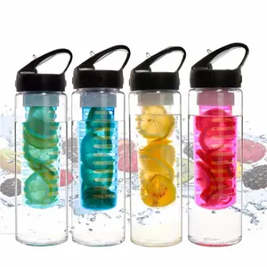 Trong suốt BPA free 800ml Tritan trái cây Infuser chai nước với xử lý thể thao ngoài trời chai nước bằng nhựa cho nước trái cây