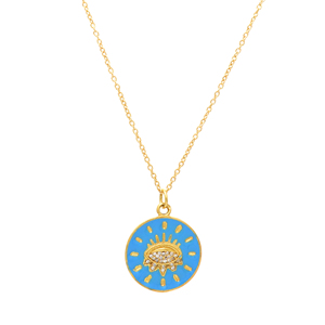 Proveedor indio 925 plata esterlina chapado en oro EvilEye collar Cubic Zirconia esmalte Collar para boda y regalo - Product Image 1