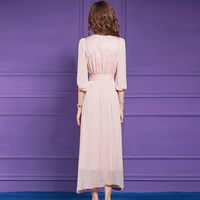 Robe midi unie FMY63494 haut de gamme en soie mélangée avec perles et broderies pour femme – Collection été usine