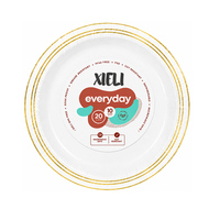 Assiettes en papier jetables écologiques XIELI fabriquées en Indonésie avec bord doré, lot de 20, compatibles micro-ondes, sans PFAS, résistantes à l'eau, pour fêtes