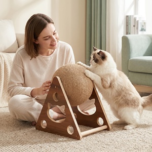 Giocattolo Interattivo di Lusso per Gatti, <span class=keywords><strong>Tiragraffi</strong></span> in Legno con Palla in Sisal, Funzioni di Arrampicata e Rotazione - Product Image 2
