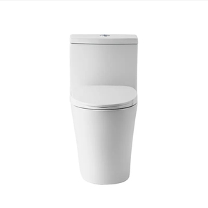 Baño de Hotel moderno, inodoro de cerámica sin montura, alargado cuenco de una pieza, drenaje de trampa en S de doble descarga, sanitario elegante montado en el suelo - Product Image 4