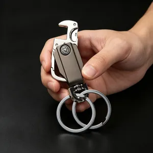 Gantungan Kunci Carabiner Tugas Berat Kustom dengan Cincin Ganda Putar, Klip Kunci Pria untuk Tempat Kunci Mobil, Hadiah Promosi Bisnis - Product Image 4