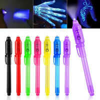 Stylo à lumière UV violet magique pour enfants 2-en-1 Combo lumineux noir pour l'apprentissage du dessin Matériau plastique permanent de 6mm