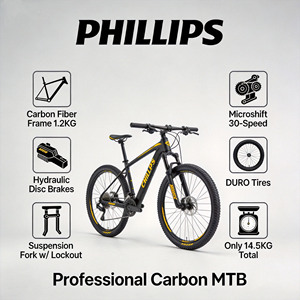 Vélo de montagne en fibre de carbone pour hommes et femmes adultes, avec transmission Shimano et amortissement pour le tout-terrain et les trajets quotidiens - Product Image 3