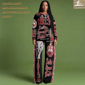 Maglione in maglia personalizzato con motivo a tappeto per confraternite greche Delt, abbigliamento da confraternita, capospalla da <span class=keywords><strong>donna</strong></span> <span class=keywords><strong>taglie</strong></span> <span class=keywords><strong>forti</strong></span> - Product Image 1