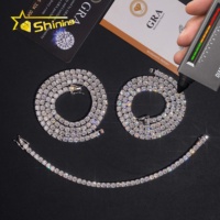Expédition rapide locale aux États-Unis, Collier fin en argent sterling S925 avec chaîne tennis et diamants Moissanite VVS, 2MM 3MM 4MM 5MM