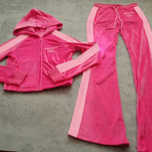 <span class=keywords><strong>Tuta</strong></span> da <span class=keywords><strong>Donna</strong></span> in Velluto <span class=keywords><strong>Rosa</strong></span> Stile Y2K, 2 Pezzi: Felpa Corta con Cappuccio e Pantaloni a Zampa a Vita Bassa, Outfit Casual Streetwear - Product Image 2